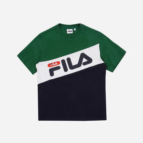 Camisetas Fila Rapaz Verdes/Azul Marinho - Fila Heritage S/S Portugal Online,EVIG-93426